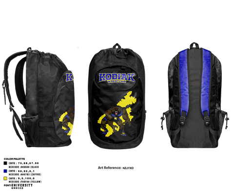 Gear Bag, Kodiak Wrestling Club, Wrestling, Teamtime, Team time, sublimation, custom sports apparel, team uniforms, spirit wear, spiritwear, sports uniforms, custom shirts, team store, custom team store, fundraiser sports, apparel fundraiser