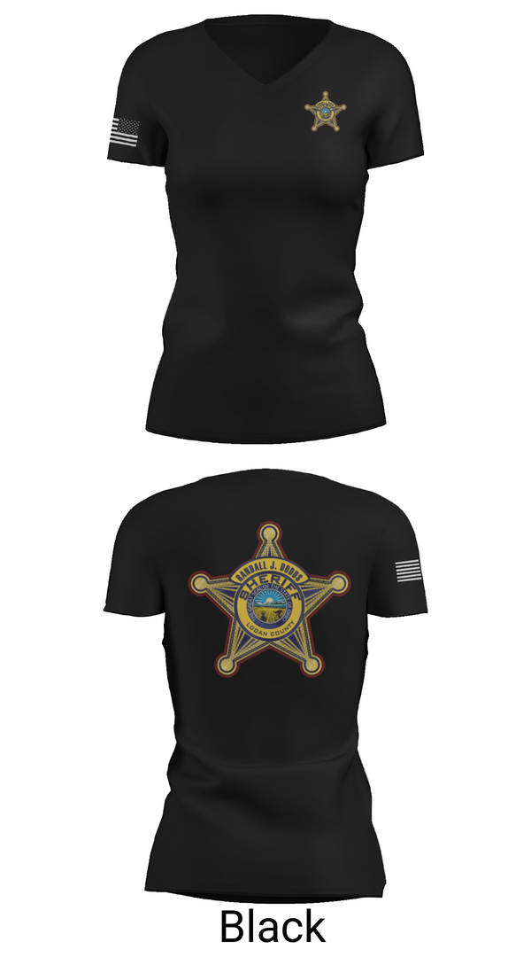 Womens Short Sleeve Vneck Shirt, LOGAN COUNTY SHERIFFS OFFICE, Police, Teamtime, Team time, sublimation, custom sports apparel, team uniforms, spirit wear, spiritwear, sports uniforms, custom shirts, team store, custom team store, fundraiser sports, apparel fundraiser