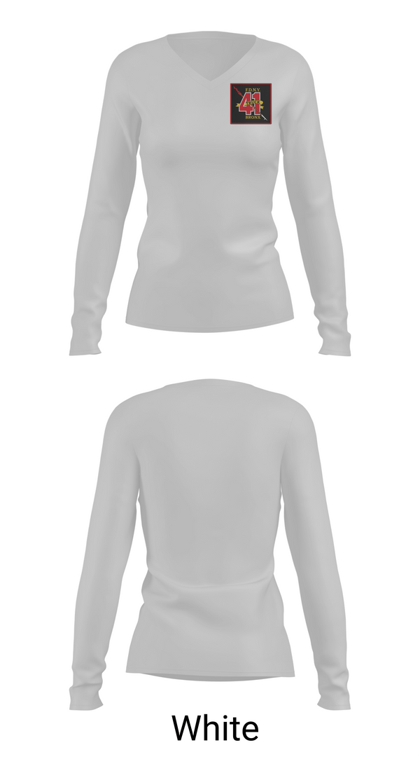 Womens Long Sleeve Vneck Shirt, Ladder 41, Fire Department, Teamtime, Team time, sublimation, custom sports apparel, team uniforms, spirit wear, spiritwear, sports uniforms, custom shirts, team store, custom team store, fundraiser sports, apparel fundraiser