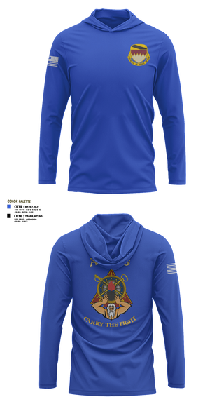Long Sleeve Performance Shirt with hood, A Co, 115th BSB, 1CD, Army, Teamtime, Team time, sublimation, custom sports apparel, team uniforms, spirit wear, spiritwear, sports uniforms, custom shirts, team store, custom team store, fundraiser sports, apparel fundraiser
