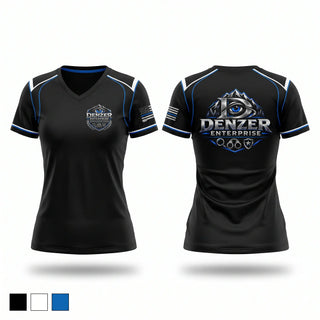Womens Short Sleeve Vneck Shirt, Denzer Enterprises, , Teamtime, Team time, sublimation, custom sports apparel, team uniforms, spirit wear, spiritwear, sports uniforms, custom shirts, team store, custom team store, fundraiser sports, apparel fundraiser