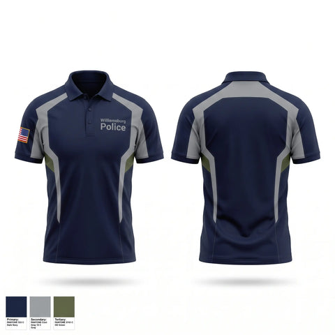 Short Sleeve Performance Polo, Williamsburg Police, Police, Teamtime, Team time, sublimation, custom sports apparel, team uniforms, spirit wear, spiritwear, sports uniforms, custom shirts, team store, custom team store, fundraiser sports, apparel fundraiser
