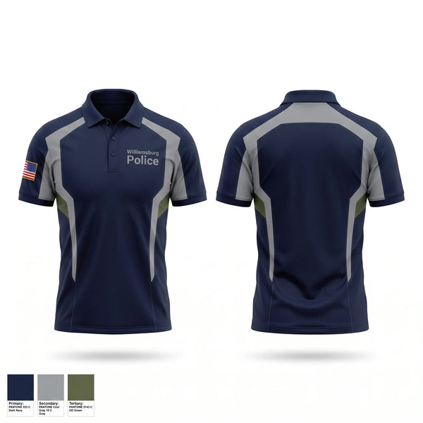 Short Sleeve Performance Polo, Williamsburg Police, Police, Teamtime, Team time, sublimation, custom sports apparel, team uniforms, spirit wear, spiritwear, sports uniforms, custom shirts, team store, custom team store, fundraiser sports, apparel fundraiser