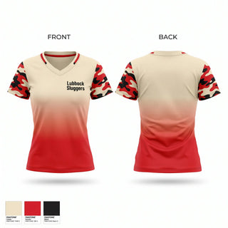 Womens Short Sleeve Vneck Shirt, Lubbock Sluggers, Baseball, Teamtime, Team time, sublimation, custom sports apparel, team uniforms, spirit wear, spiritwear, sports uniforms, custom shirts, team store, custom team store, fundraiser sports, apparel fundraiser