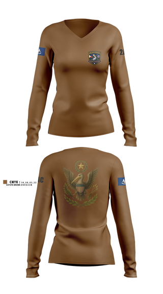 Womens Long Sleeve Vneck Shirt, 2nd Area Command (LASG), , Teamtime, Team time, sublimation, custom sports apparel, team uniforms, spirit wear, spiritwear, sports uniforms, custom shirts, team store, custom team store, fundraiser sports, apparel fundraiser