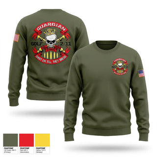 Crew Neck Sweatshirt, Golf Battery 2/11 Guns Plt, Marines, Teamtime, Team time, sublimation, custom sports apparel, team uniforms, spirit wear, spiritwear, sports uniforms, custom shirts, team store, custom team store, fundraiser sports, apparel fundraiser