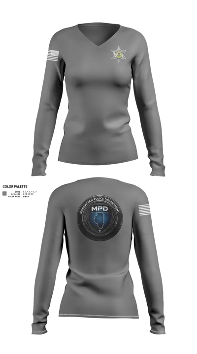 Manhattan Police Department 25505954 Women's Long Sleeve V-neck Shirt - 141