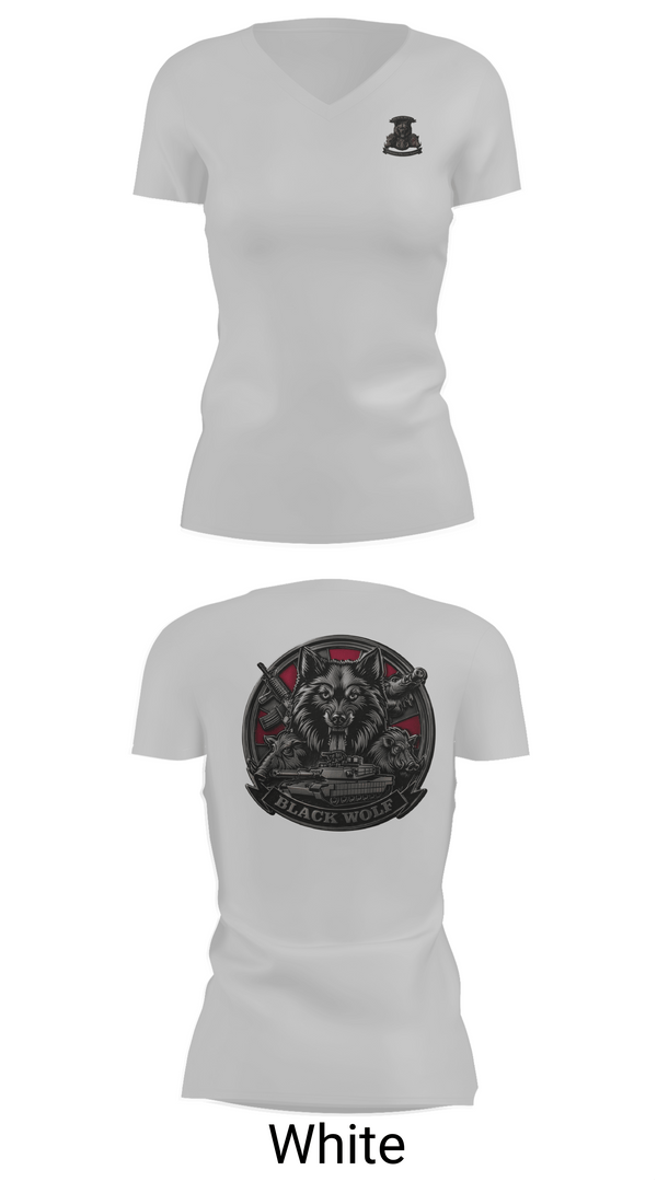 Womens Short Sleeve Vneck Shirt, Black Wolf Company, 3-67 AR, Army, Teamtime, Team time, sublimation, custom sports apparel, team uniforms, spirit wear, spiritwear, sports uniforms, custom shirts, team store, custom team store, fundraiser sports, apparel fundraiser