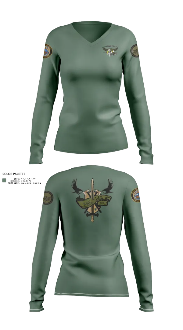 Womens Long Sleeve Vneck Shirt, Emergency Response Team (ERT), , Teamtime, Team time, sublimation, custom sports apparel, team uniforms, spirit wear, spiritwear, sports uniforms, custom shirts, team store, custom team store, fundraiser sports, apparel fundraiser
