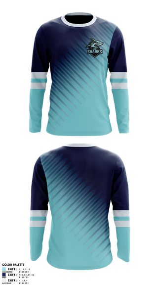 Long Sleeve Performance Shirt, Thunder Sharks, Ice Hockey, Teamtime, Team time, sublimation, custom sports apparel, team uniforms, spirit wear, spiritwear, sports uniforms, custom shirts, team store, custom team store, fundraiser sports, apparel fundraiser