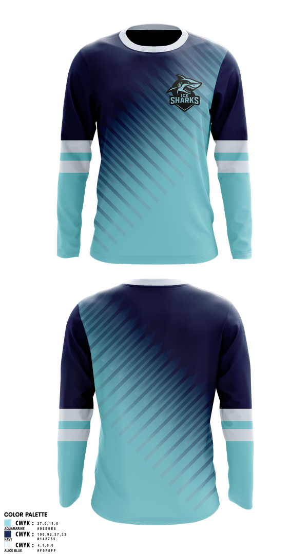 Long Sleeve Performance Shirt, Thunder Sharks, Ice Hockey, Teamtime, Team time, sublimation, custom sports apparel, team uniforms, spirit wear, spiritwear, sports uniforms, custom shirts, team store, custom team store, fundraiser sports, apparel fundraiser