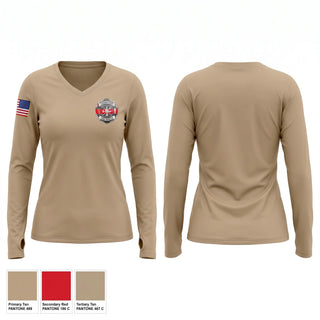 Womens Long Sleeve Vneck Shirt, CRAWFORD FIRE, Fire Department, Teamtime, Team time, sublimation, custom sports apparel, team uniforms, spirit wear, spiritwear, sports uniforms, custom shirts, team store, custom team store, fundraiser sports, apparel fundraiser