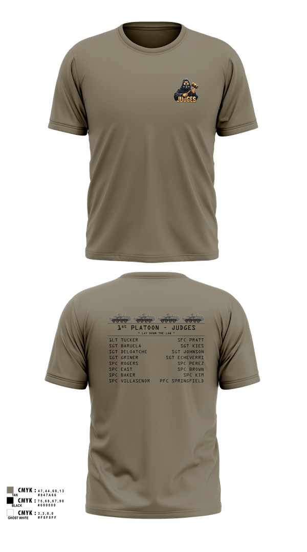 Old School Cotton Feel Shirt, 1st Platoon Judges, 10th Chemical Company, Army, Teamtime, Team time, sublimation, custom sports apparel, team uniforms, spirit wear, spiritwear, sports uniforms, custom shirts, team store, custom team store, fundraiser sports, apparel fundraiser