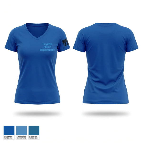 Womens Short Sleeve Vneck Shirt, Fayette Police Department, Police, Teamtime, Team time, sublimation, custom sports apparel, team uniforms, spirit wear, spiritwear, sports uniforms, custom shirts, team store, custom team store, fundraiser sports, apparel fundraiser