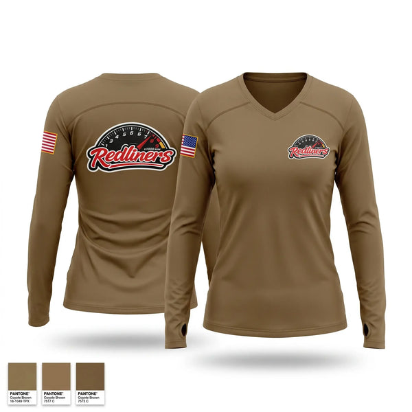 Womens Long Sleeve Vneck Shirt, DFCS 4-9 CAV, Army, Teamtime, Team time, sublimation, custom sports apparel, team uniforms, spirit wear, spiritwear, sports uniforms, custom shirts, team store, custom team store, fundraiser sports, apparel fundraiser