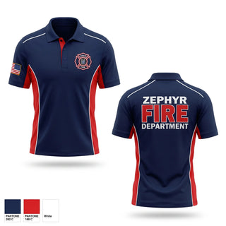 Short Sleeve Performance Polo, Zephyr Volunteer Fire Department, Fire Department, Teamtime, Team time, sublimation, custom sports apparel, team uniforms, spirit wear, spiritwear, sports uniforms, custom shirts, team store, custom team store, fundraiser sports, apparel fundraiser
