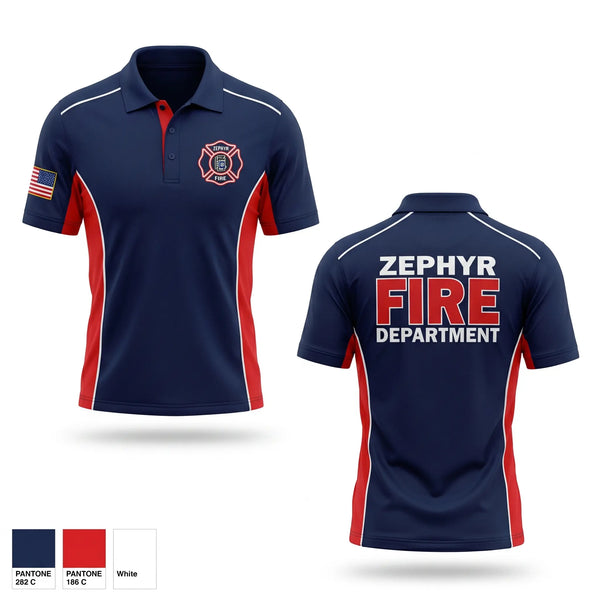 Short Sleeve Performance Polo, Zephyr Volunteer Fire Department, Fire Department, Teamtime, Team time, sublimation, custom sports apparel, team uniforms, spirit wear, spiritwear, sports uniforms, custom shirts, team store, custom team store, fundraiser sports, apparel fundraiser