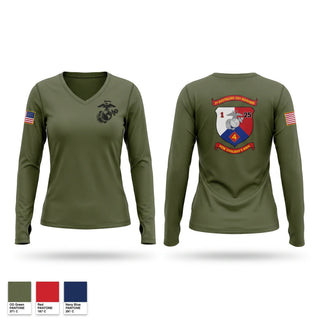 Womens Long Sleeve Vneck Shirt, Alpha Company 1/25, Marines, Teamtime, Team time, sublimation, custom sports apparel, team uniforms, spirit wear, spiritwear, sports uniforms, custom shirts, team store, custom team store, fundraiser sports, apparel fundraiser