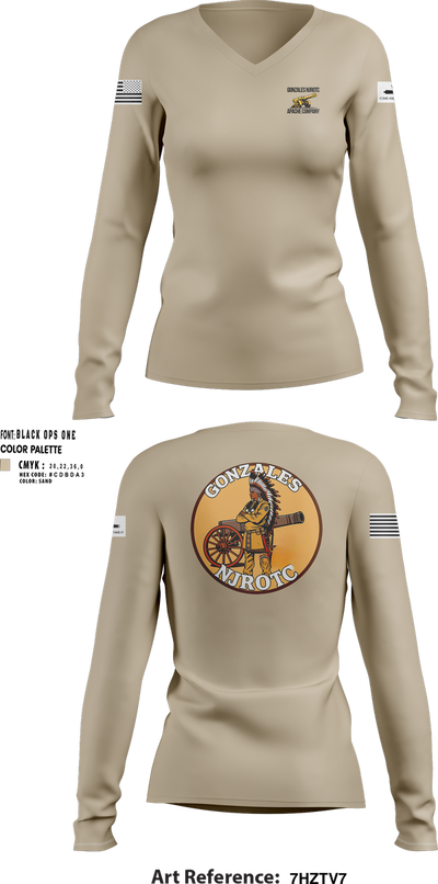NJROTC Apache Company 29120146 Women's Long Sleeve V-neck Shirt - 100