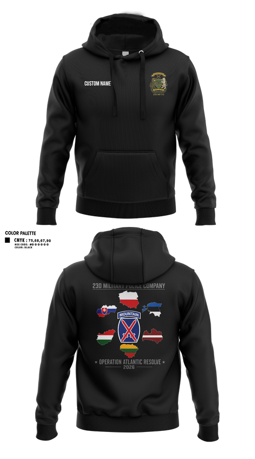 Hoodie, 23D Military Police Company Deployment 2026, Army, Teamtime, Team time, sublimation, custom sports apparel, team uniforms, spirit wear, spiritwear, sports uniforms, custom shirts, team store, custom team store, fundraiser sports, apparel fundraiser