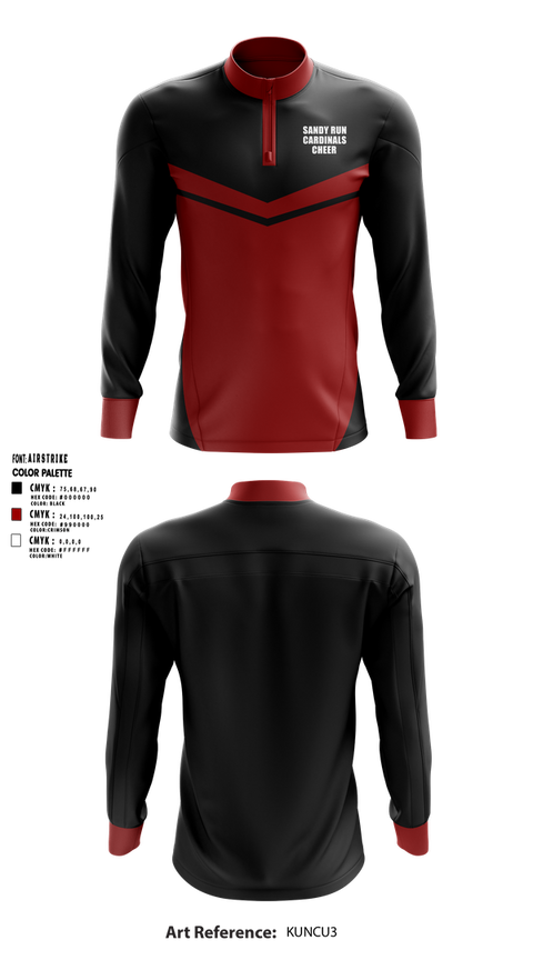 Quarter Zip Jacket, Sandy Run Cardinals, Cheer, Teamtime, Team time, sublimation, custom sports apparel, team uniforms, spirit wear, spiritwear, sports uniforms, custom shirts, team store, custom team store, fundraiser sports, apparel fundraiser