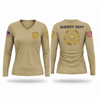 Womens Long Sleeve Vneck Shirt, Covington County Sheriffs Dept, Police, Teamtime, Team time, sublimation, custom sports apparel, team uniforms, spirit wear, spiritwear, sports uniforms, custom shirts, team store, custom team store, fundraiser sports, apparel fundraiser