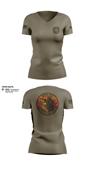 Womens Short Sleeve Vneck Shirt, 180th ESC Kismayo, Army, Teamtime, Team time, sublimation, custom sports apparel, team uniforms, spirit wear, spiritwear, sports uniforms, custom shirts, team store, custom team store, fundraiser sports, apparel fundraiser