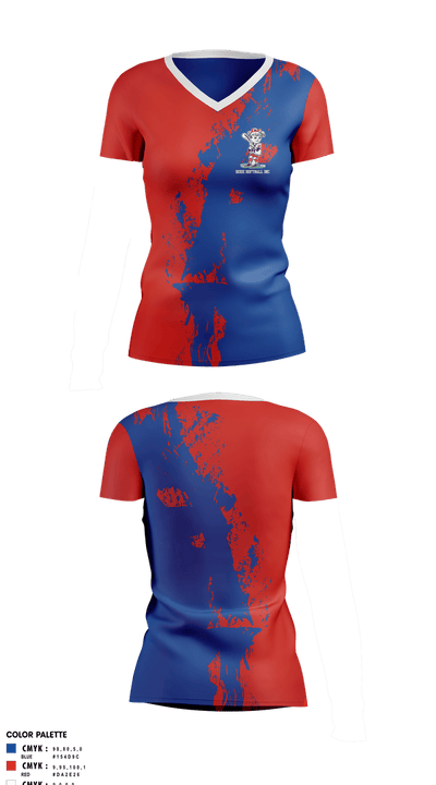 Dixie Softball Inc 39388430 Women's Short Sleeve V-neck Shirt - 1