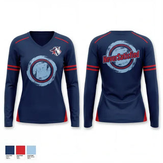 Womens Long Sleeve Vneck Shirt, MAVERICKS, Baseball, Teamtime, Team time, sublimation, custom sports apparel, team uniforms, spirit wear, spiritwear, sports uniforms, custom shirts, team store, custom team store, fundraiser sports, apparel fundraiser