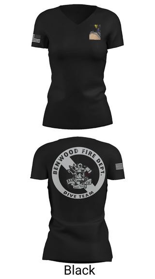 Womens Short Sleeve Vneck Shirt, Benwood Fire Dept Dive, Fire Department, Teamtime, Team time, sublimation, custom sports apparel, team uniforms, spirit wear, spiritwear, sports uniforms, custom shirts, team store, custom team store, fundraiser sports, apparel fundraiser