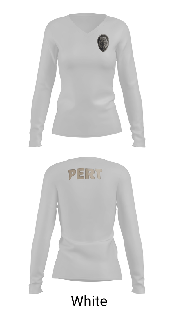 Womens Long Sleeve Vneck Shirt, PERT, Police, Teamtime, Team time, sublimation, custom sports apparel, team uniforms, spirit wear, spiritwear, sports uniforms, custom shirts, team store, custom team store, fundraiser sports, apparel fundraiser