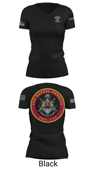 Womens Short Sleeve Vneck Shirt, USS Rafael Peralta DDG 115, Navy, Teamtime, Team time, sublimation, custom sports apparel, team uniforms, spirit wear, spiritwear, sports uniforms, custom shirts, team store, custom team store, fundraiser sports, apparel fundraiser
