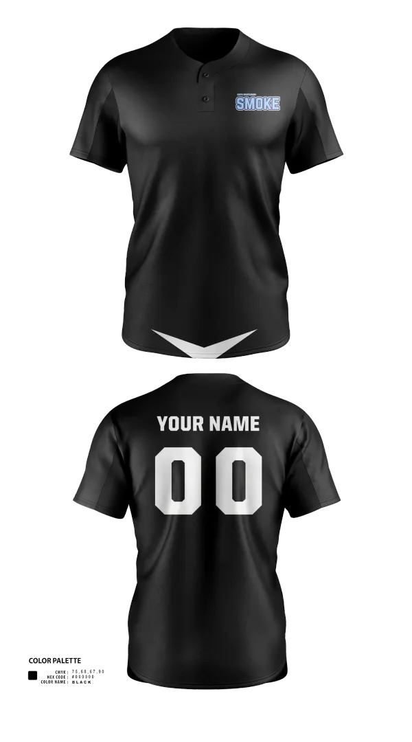 Two Button Softball Jersey, South Spartanburg Smoke, Softball, Teamtime, Team time, sublimation, custom sports apparel, team uniforms, spirit wear, spiritwear, sports uniforms, custom shirts, team store, custom team store, fundraiser sports, apparel fundraiser