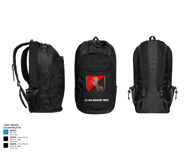 Gear Bag, 1/11 ACR Assassin Troop, Army, Teamtime, Team time, sublimation, custom sports apparel, team uniforms, spirit wear, spiritwear, sports uniforms, custom shirts, team store, custom team store, fundraiser sports, apparel fundraiser