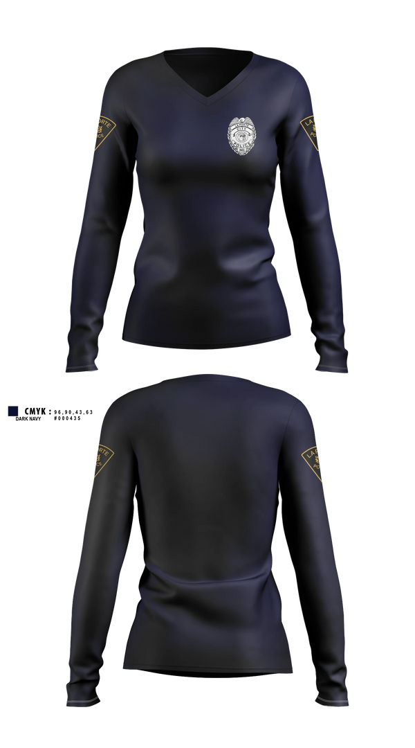 Womens Long Sleeve Vneck Shirt, City of LaPorte Police Department, Police, Teamtime, Team time, sublimation, custom sports apparel, team uniforms, spirit wear, spiritwear, sports uniforms, custom shirts, team store, custom team store, fundraiser sports, apparel fundraiser