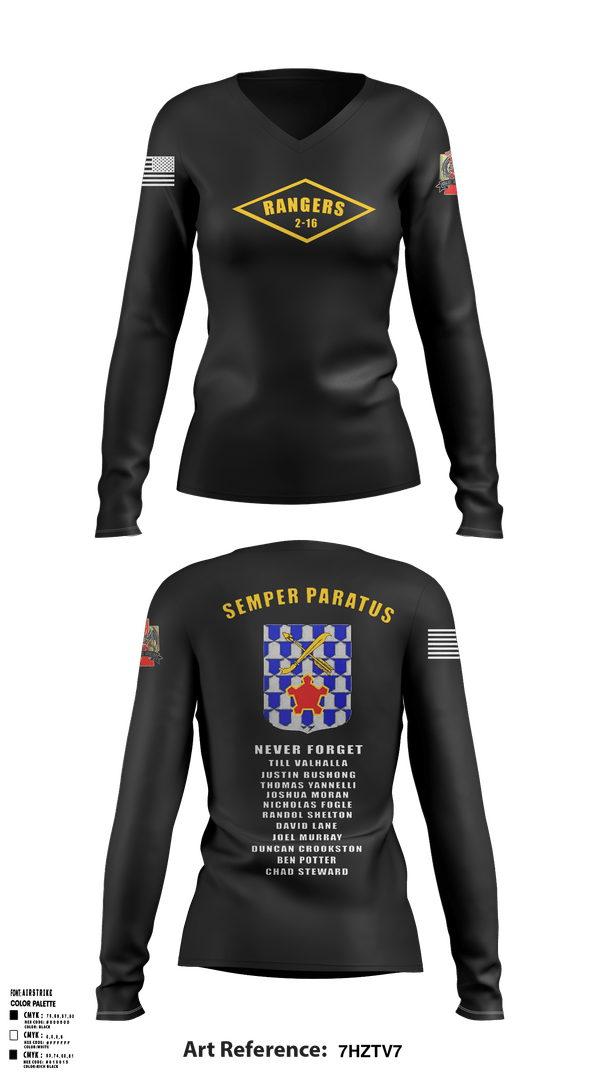 Womens Long Sleeve Vneck Shirt, 2-16 rangers, Army, Teamtime, Team time, sublimation, custom sports apparel, team uniforms, spirit wear, spiritwear, sports uniforms, custom shirts, team store, custom team store, fundraiser sports, apparel fundraiser