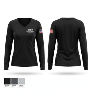 Womens Long Sleeve Vneck Shirt, CERT: Corrections Emergency Response Team, Police, Teamtime, Team time, sublimation, custom sports apparel, team uniforms, spirit wear, spiritwear, sports uniforms, custom shirts, team store, custom team store, fundraiser sports, apparel fundraiser