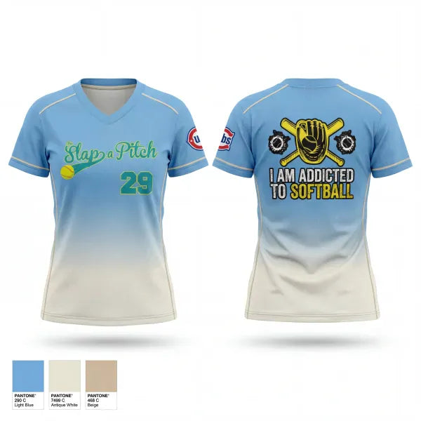 Womens Short Sleeve Vneck Shirt, Slap A Pitch, Softball, Teamtime, Team time, sublimation, custom sports apparel, team uniforms, spirit wear, spiritwear, sports uniforms, custom shirts, team store, custom team store, fundraiser sports, apparel fundraiser