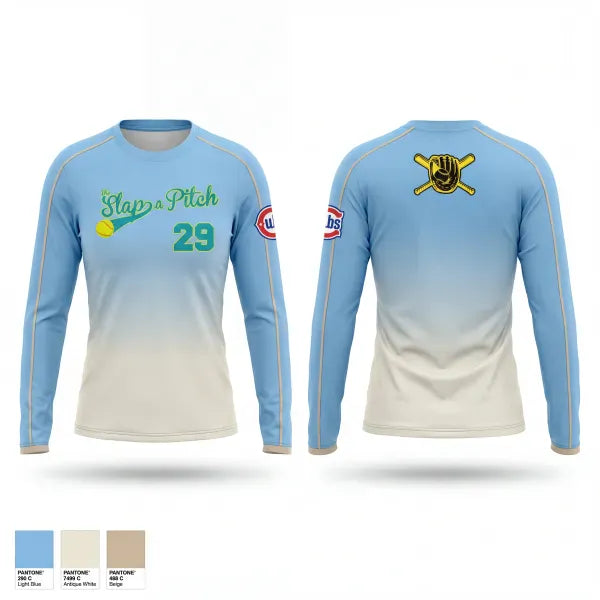 Long Sleeve Performance Shirt, Slap A Pitch, Softball, Teamtime, Team time, sublimation, custom sports apparel, team uniforms, spirit wear, spiritwear, sports uniforms, custom shirts, team store, custom team store, fundraiser sports, apparel fundraiser