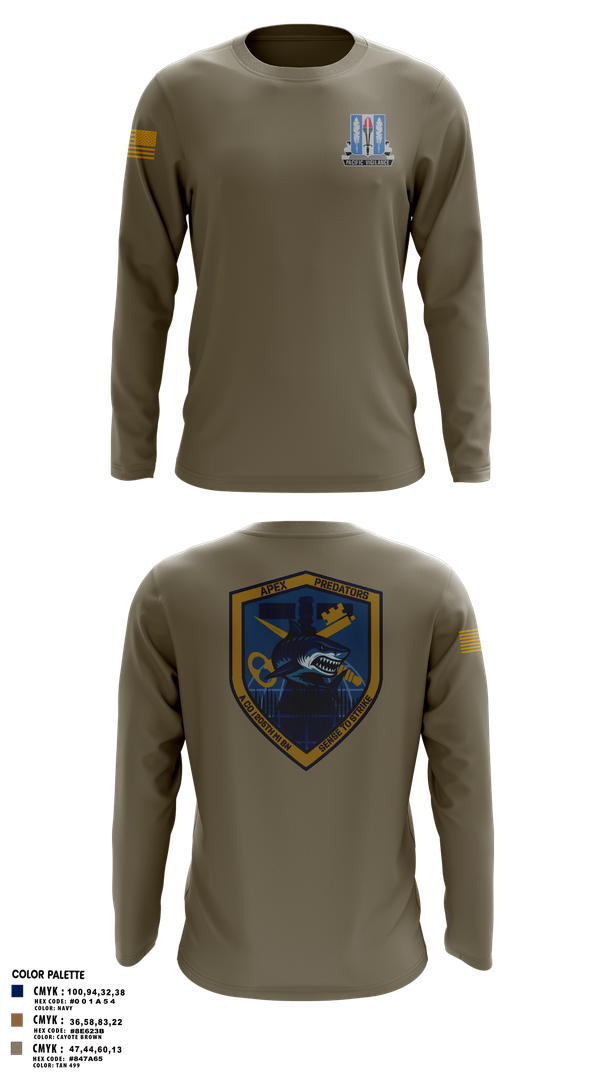 Long Sleeve Performance Shirt, Alpha Company, 205th MI BN, Army, Teamtime, Team time, sublimation, custom sports apparel, team uniforms, spirit wear, spiritwear, sports uniforms, custom shirts, team store, custom team store, fundraiser sports, apparel fundraiser
