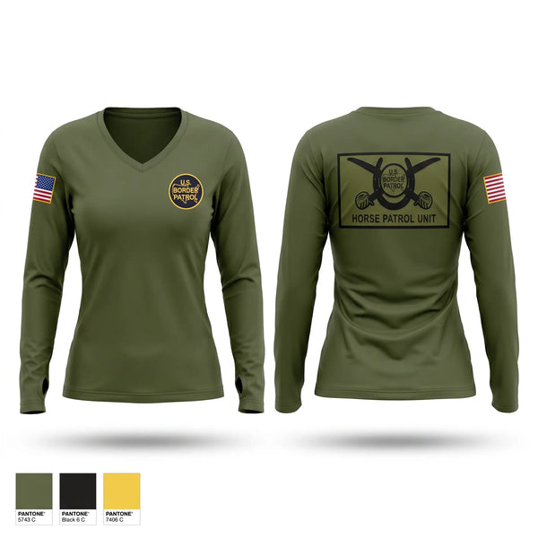 Womens Long Sleeve Vneck Shirt, Horse Patrol Unit, Police, Teamtime, Team time, sublimation, custom sports apparel, team uniforms, spirit wear, spiritwear, sports uniforms, custom shirts, team store, custom team store, fundraiser sports, apparel fundraiser