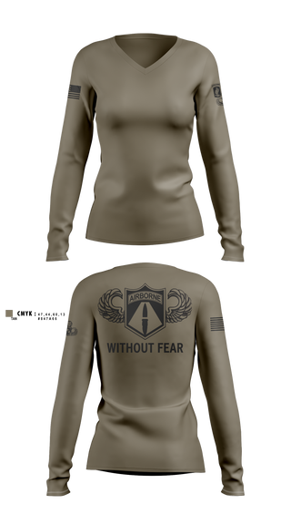 Womens Long Sleeve Vneck Shirt, 4-319 AFAR, Assassin Battery, Army, Teamtime, Team time, sublimation, custom sports apparel, team uniforms, spirit wear, spiritwear, sports uniforms, custom shirts, team store, custom team store, fundraiser sports, apparel fundraiser