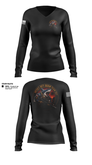 Womens Long Sleeve Vneck Shirt, MESG-1 DET GUAM TEAM 707, Navy, Teamtime, Team time, sublimation, custom sports apparel, team uniforms, spirit wear, spiritwear, sports uniforms, custom shirts, team store, custom team store, fundraiser sports, apparel fundraiser