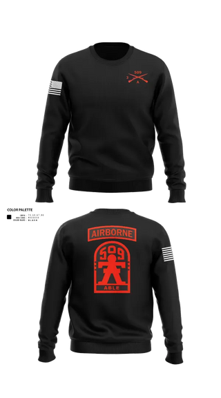 Crew Neck Sweatshirt, 3-509th Parachute Infantry BN Able Nation, , Teamtime, Team time, sublimation, custom sports apparel, team uniforms, spirit wear, spiritwear, sports uniforms, custom shirts, team store, custom team store, fundraiser sports, apparel fundraiser