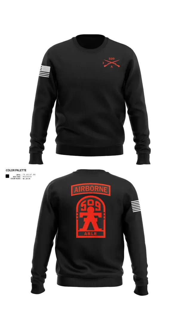 Crew Neck Sweatshirt, 3-509th Parachute Infantry BN Able Nation, , Teamtime, Team time, sublimation, custom sports apparel, team uniforms, spirit wear, spiritwear, sports uniforms, custom shirts, team store, custom team store, fundraiser sports, apparel fundraiser