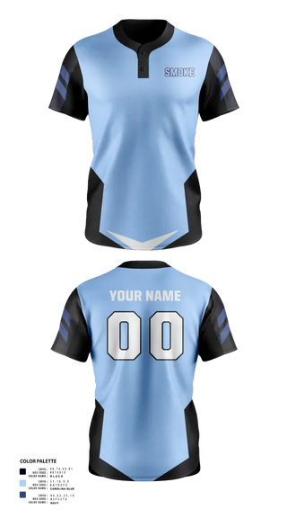 Two Button Softball Jersey, South Spartanburg Smoke, Softball, Teamtime, Team time, sublimation, custom sports apparel, team uniforms, spirit wear, spiritwear, sports uniforms, custom shirts, team store, custom team store, fundraiser sports, apparel fundraiser