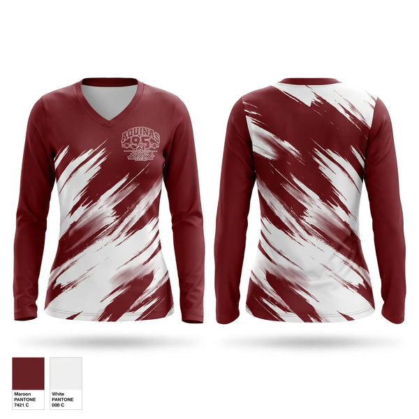 Womens Long Sleeve Vneck Shirt, Aquinas Li'l Irish Boxing, Spirit Store, Teamtime, Team time, sublimation, custom sports apparel, team uniforms, spirit wear, spiritwear, sports uniforms, custom shirts, team store, custom team store, fundraiser sports, apparel fundraiser