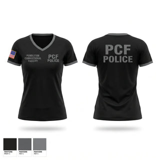 Womens Short Sleeve Vneck Shirt, Pendleton Correctional Facility, Police, Teamtime, Team time, sublimation, custom sports apparel, team uniforms, spirit wear, spiritwear, sports uniforms, custom shirts, team store, custom team store, fundraiser sports, apparel fundraiser