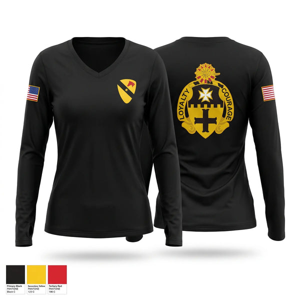 Womens Long Sleeve Vneck Shirt, 2-5 Cav Lancers, Army, Teamtime, Team time, sublimation, custom sports apparel, team uniforms, spirit wear, spiritwear, sports uniforms, custom shirts, team store, custom team store, fundraiser sports, apparel fundraiser