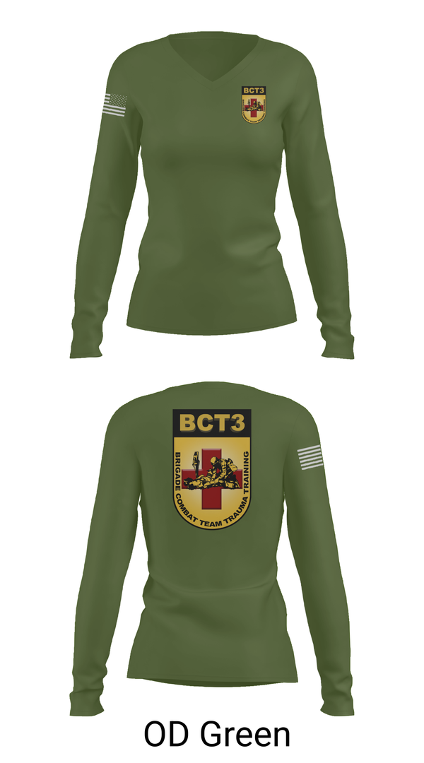 Womens Long Sleeve Vneck Shirt, BCT3, Army, Teamtime, Team time, sublimation, custom sports apparel, team uniforms, spirit wear, spiritwear, sports uniforms, custom shirts, team store, custom team store, fundraiser sports, apparel fundraiser